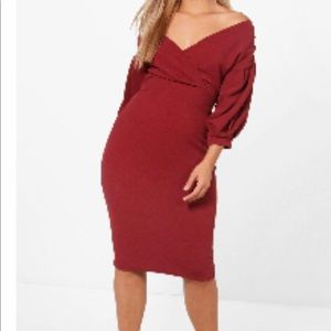 Plum off the shoulder dress